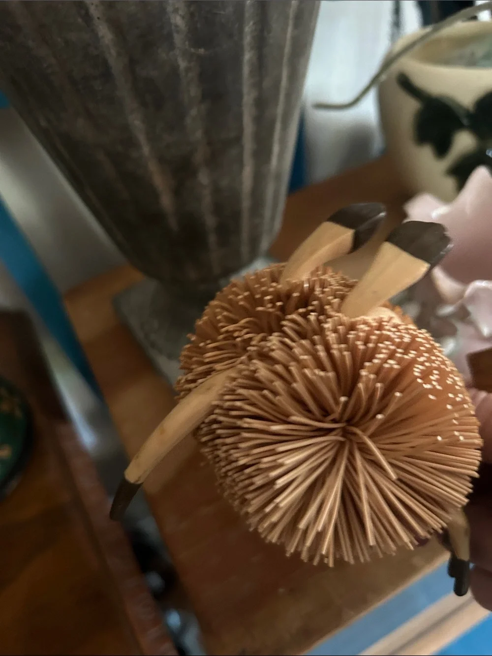 Whimsical Hedgehog Figurine with Bristle Body